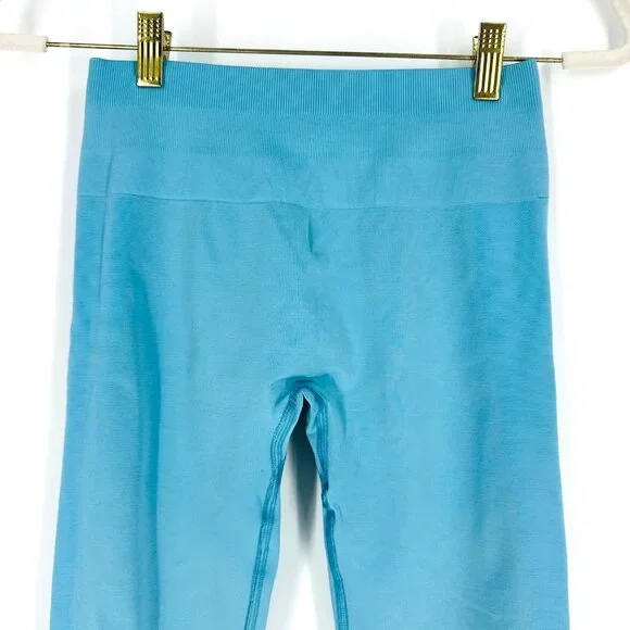 Alphalete Womens Blue Ombre Seamless Amplify Bootie Scrunch Stretch Leggings M - Picture 6 of 12